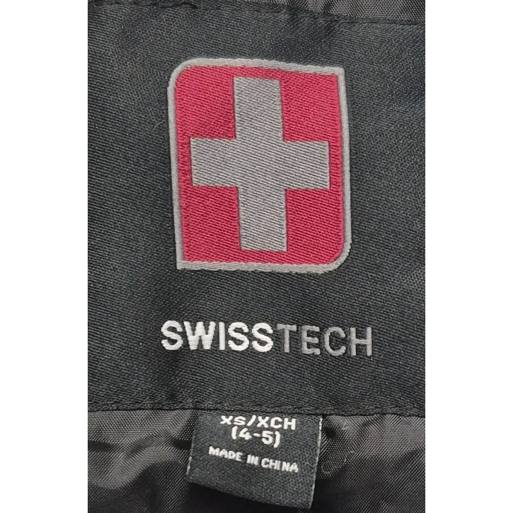 Swiss Tech Kid's Black Snow Ski Bib Overalls Pants Suspenders (4-5)‎ XS pockets